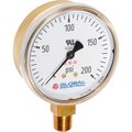 Global Industrial 2-1/2 Compressed Gas Gauge, 4000 PSI, 1/4 NPT LM, Gold Painted Steel B2781403